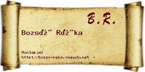 Bozsó Réka névjegykártya